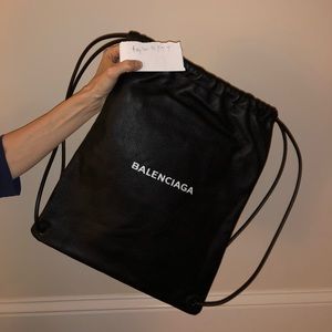 Balenciaga leather drawstring bag
